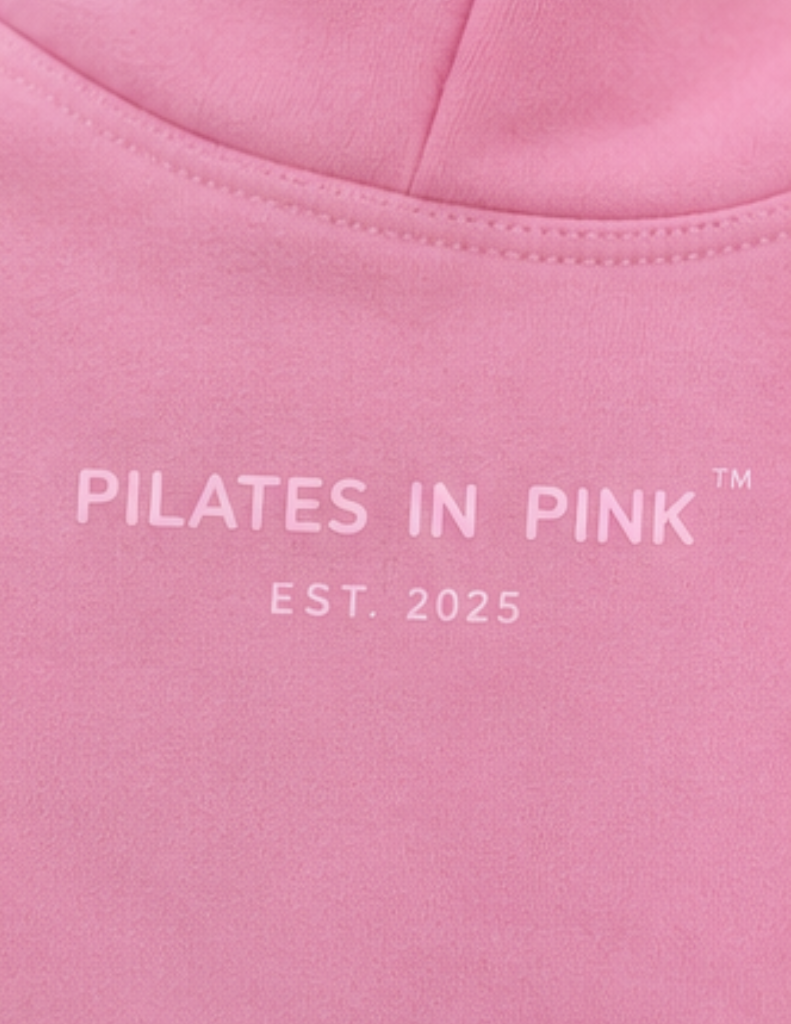 Pilates in Pink hoodie signature print detail